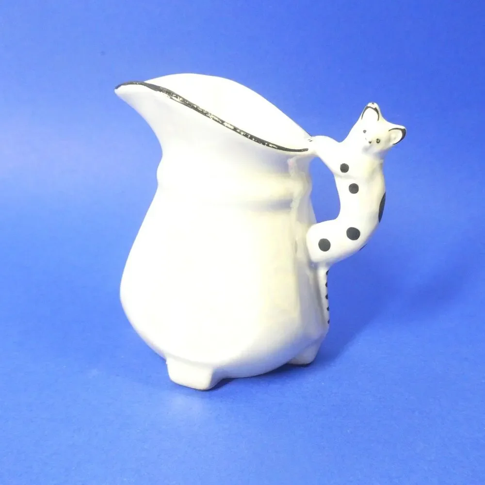 Cat Handle Creamer Vintage Cream Pitcher Porcelain Czechoslovakia